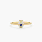 Diamond and Sapphire Hamsa Ring