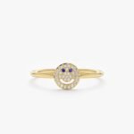 Diamond and Sapphire Happy Face Ring