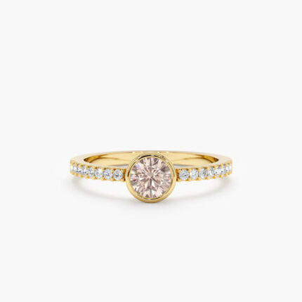 Diamond and Single Morganite Engagement Ring