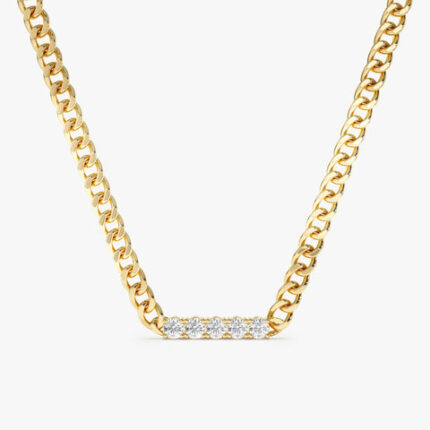 Diamond Bar Cuban Chain Necklace