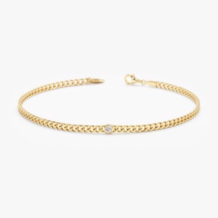 Diamond Bezel Cuban Chain Bracelet