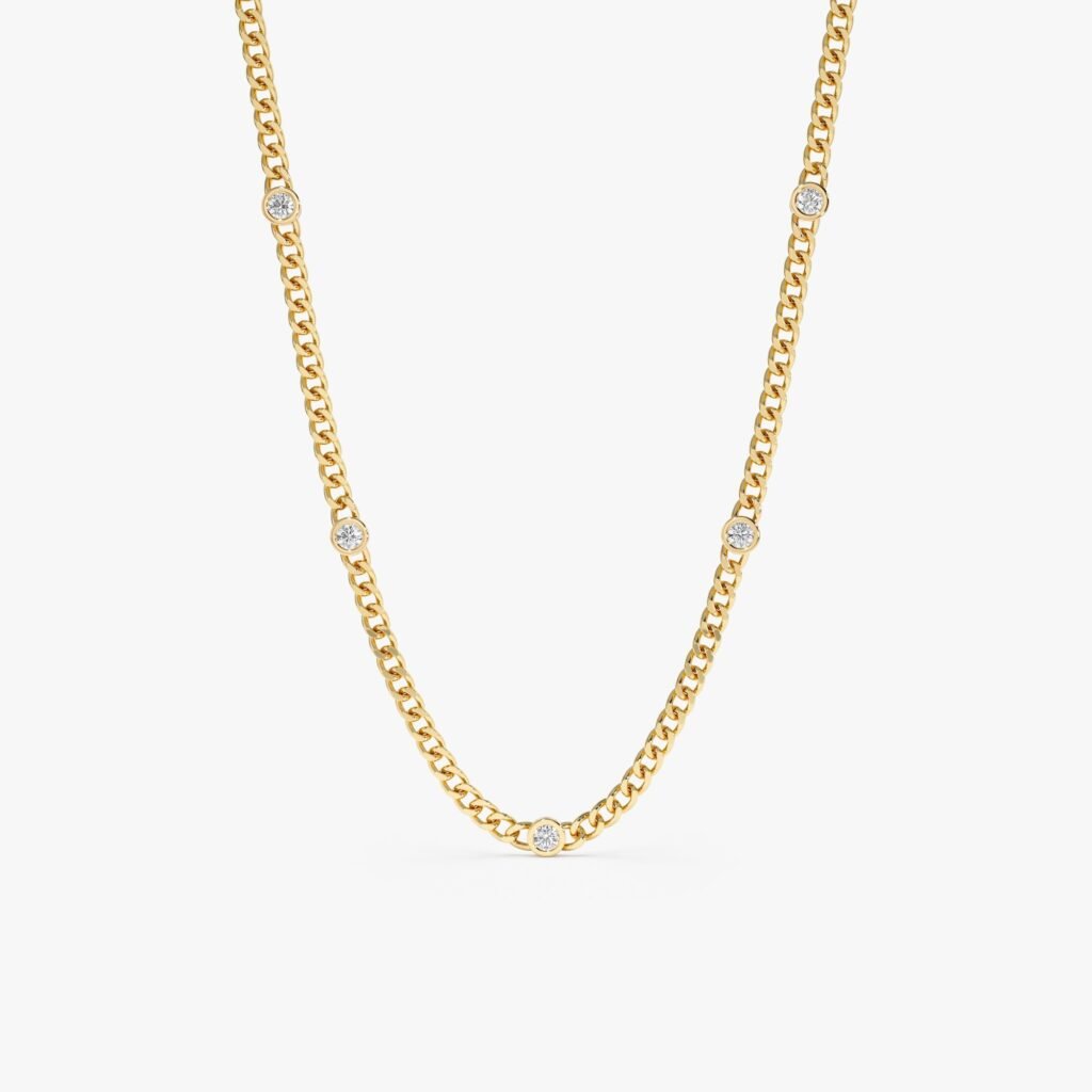 Diamond Bezel Cuban Chain Necklace