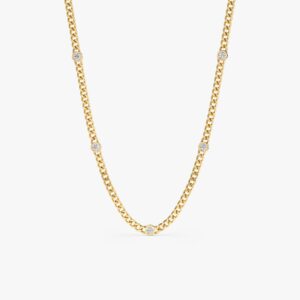 Diamond Bezel Cuban Chain Necklace