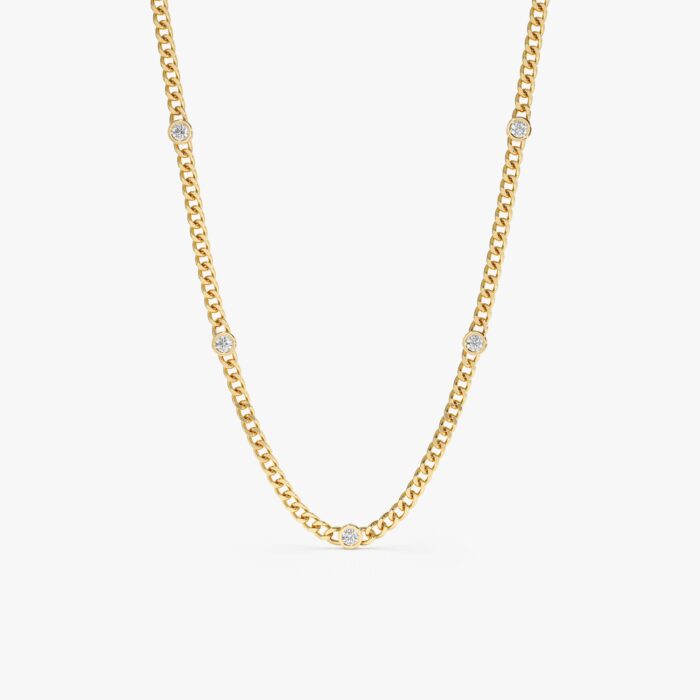 Diamond Bezel Cuban Chain Necklace