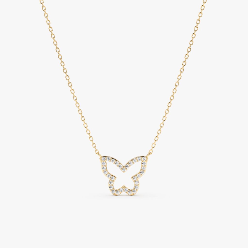 Diamond Butterfly Cutout Necklace