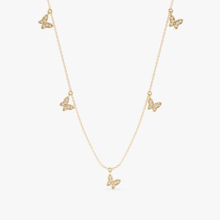 Diamond Butterfly Drop Necklace