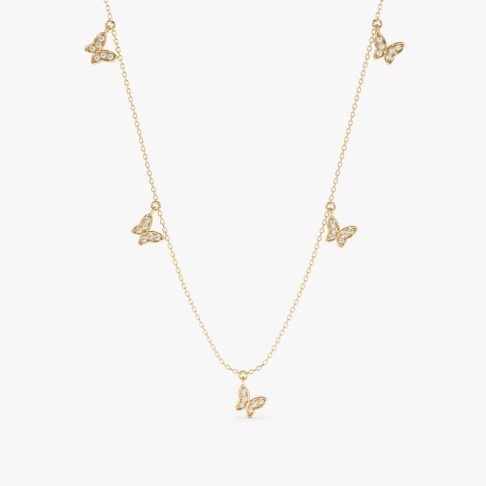 Diamond Butterfly Drop Necklace