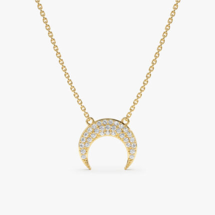 Diamond Crescent Horn Necklace