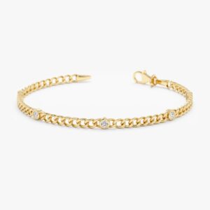 Diamond Cuban Chain Station Bracelet