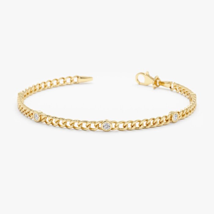 Diamond Cuban Chain Station Bracelet