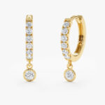 Diamond Drop Hoop Earrings