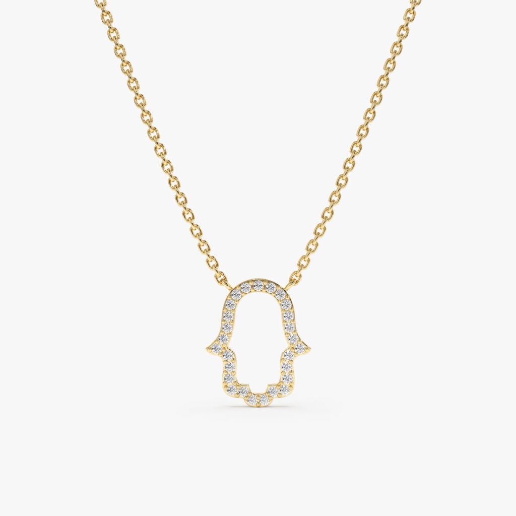 Diamond Hamsa Cutout Necklace