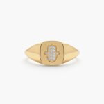 Diamond Hamsa Signet Ring