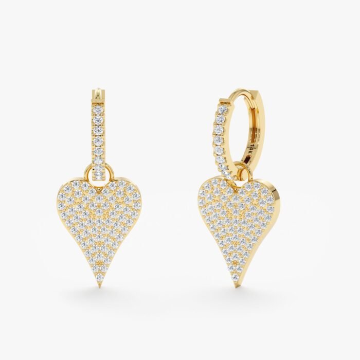 Diamond Heart Drop Earrings