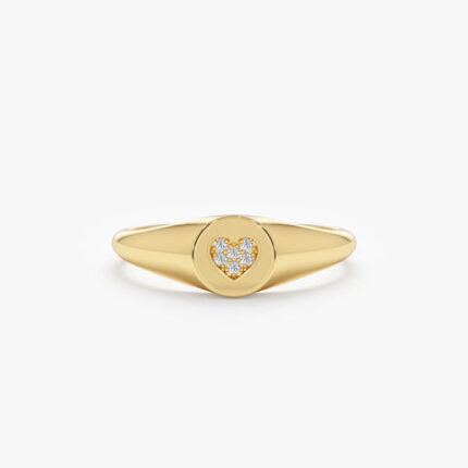 Diamond Heart Signet Ring