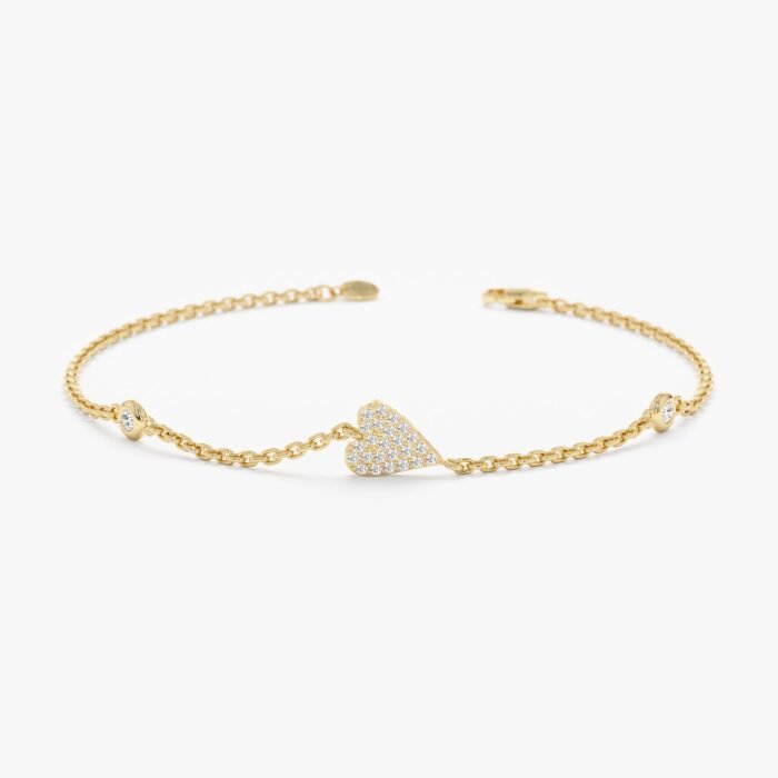 Diamond Heart Station Bracelet