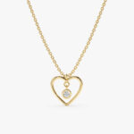 Diamond In Heart Outline Necklace