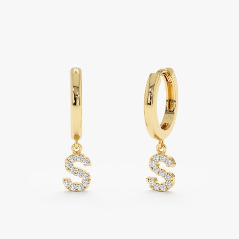 Diamond Initial Charm Huggies