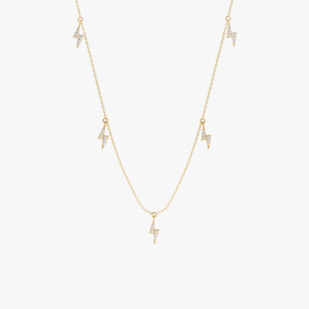Diamond Lightning Bolt Drop Necklace