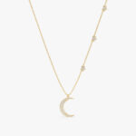 Diamond Moon and Side Stars Necklace