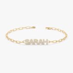 Diamond Name Bracelet with Paperclip Chain