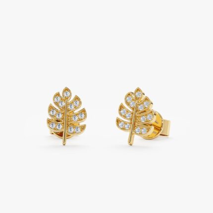 Diamond Palm Leaf Studs