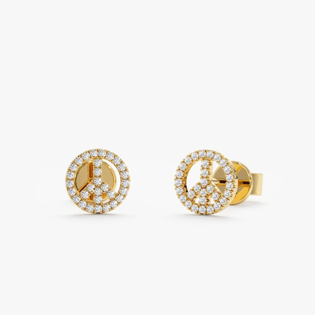 Diamond Peace Sign Studs