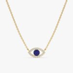 Diamond Sapphire Evil Eye Necklace