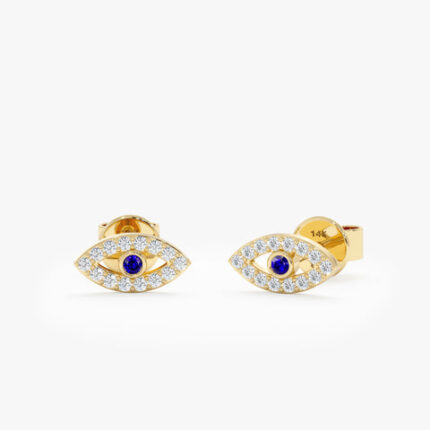 Diamond Sapphire Evil Eye Studs