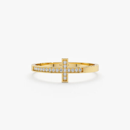 Diamond Sideways Cross Ring