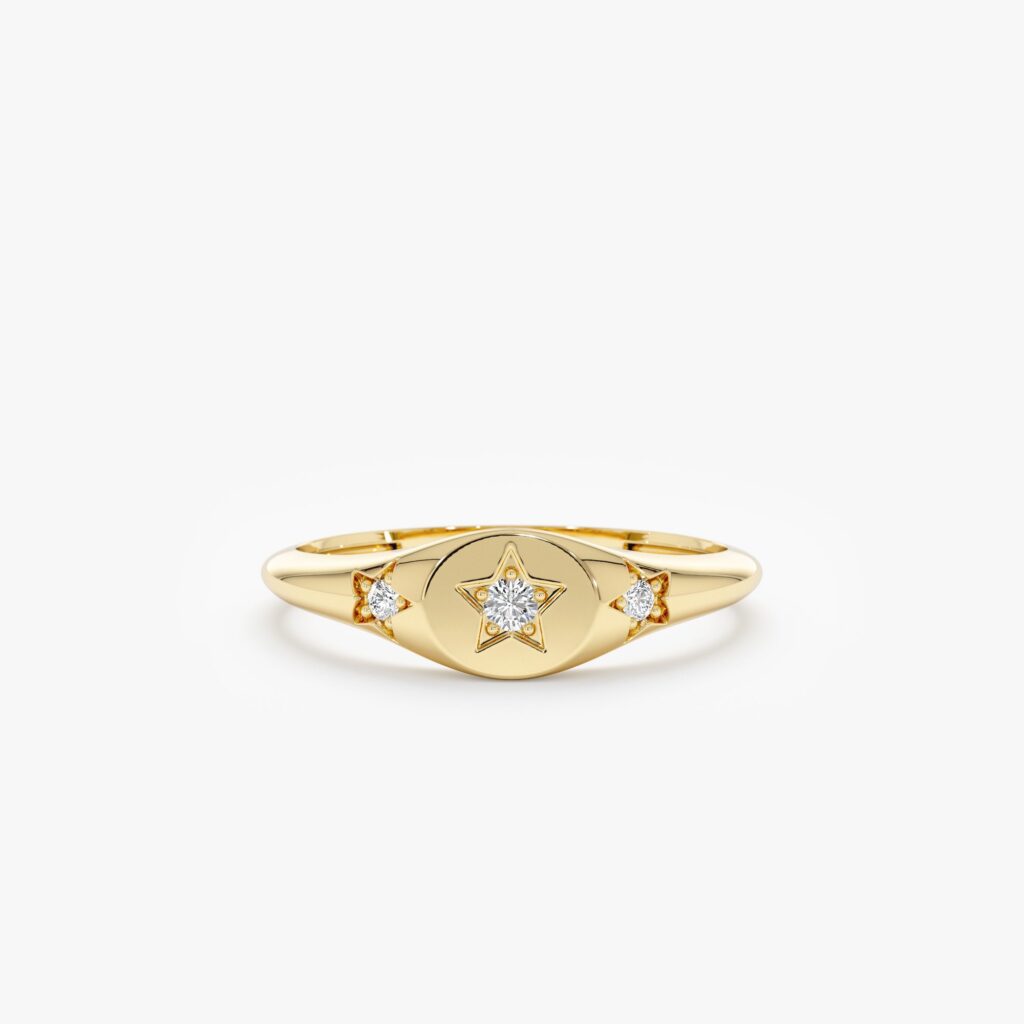 Diamond Star Signet Ring