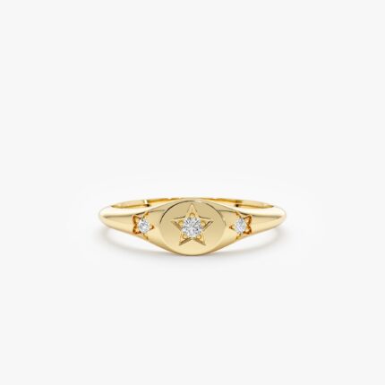 Diamond Star Signet Ring