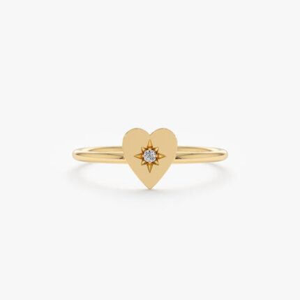 Diamond Starburst Heart Ring