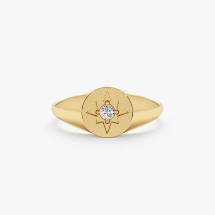 Diamond Starburst Signet Ring