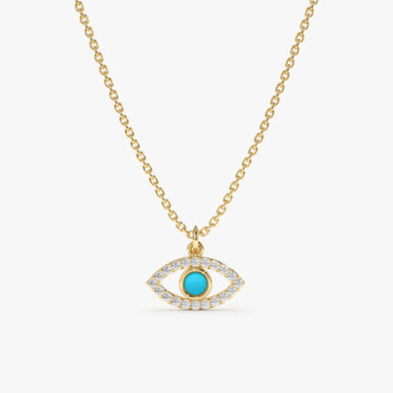 Diamonds & Turquoise Eye Necklace