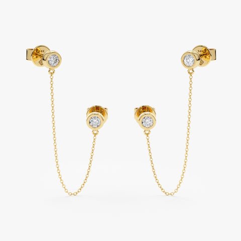 Double Diamond Hanging Chain Studs