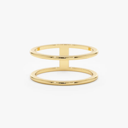 Double Line Solid Gold Ring