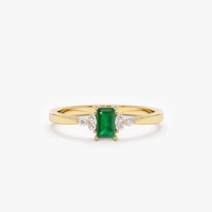 Emerald and Diamond Engagement Ring