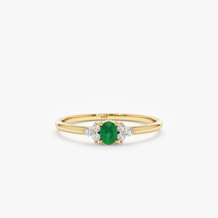 Emerald and Diamond Engagement Ring