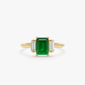 Emerald and Diamond Engagement Ring