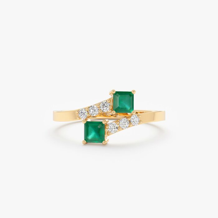 Emerald and Diamond Wrap Ring