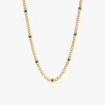 Emerald Cuban Chain Station Necklace