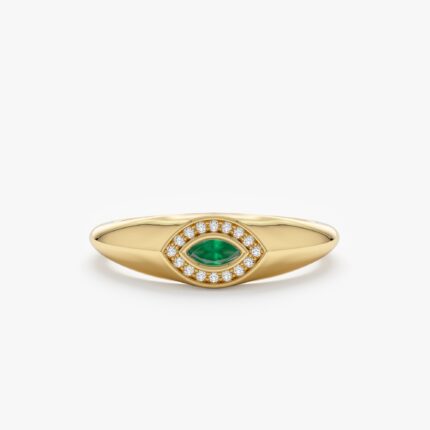 Emerald & Diamond Evil Eye Ring