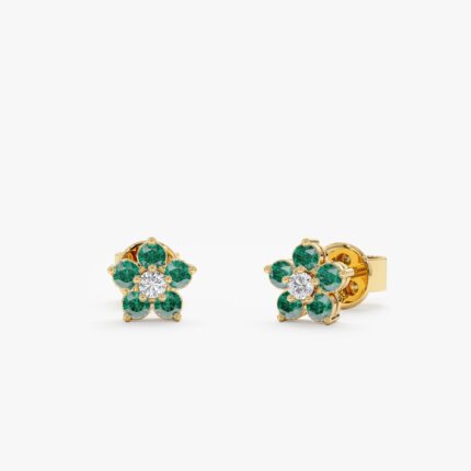 Emerald Flower Studs