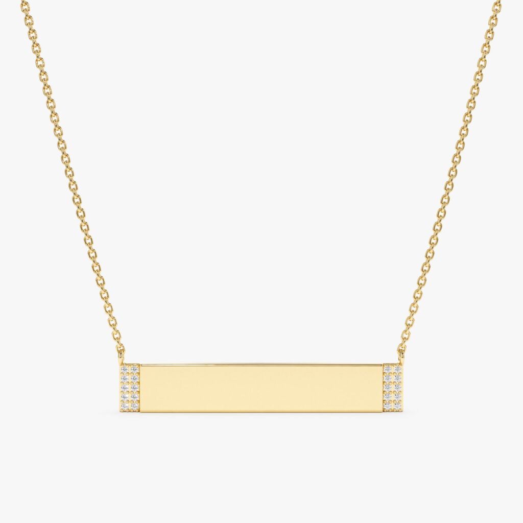 Engravable Gold Plate Diamond Necklace