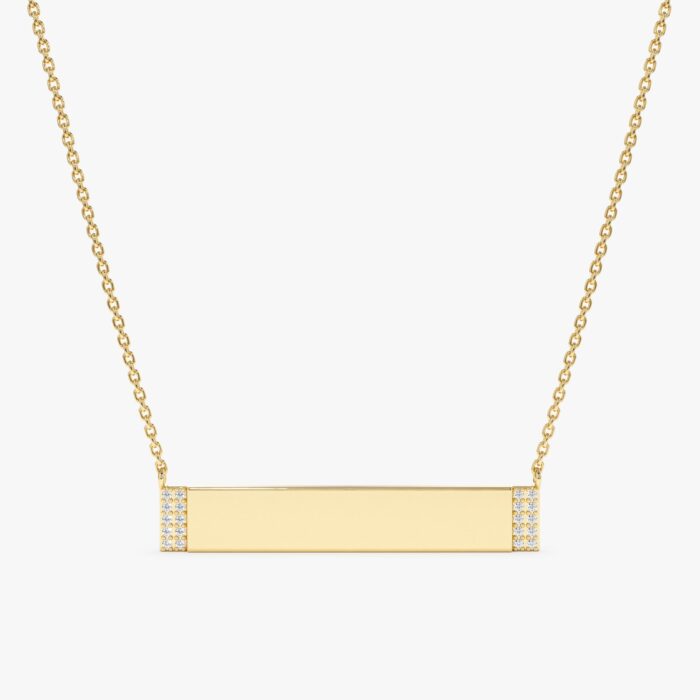 Engravable Gold Plate Diamond Necklace