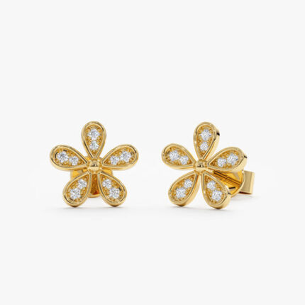 Five Petal Diamond Flower Studs