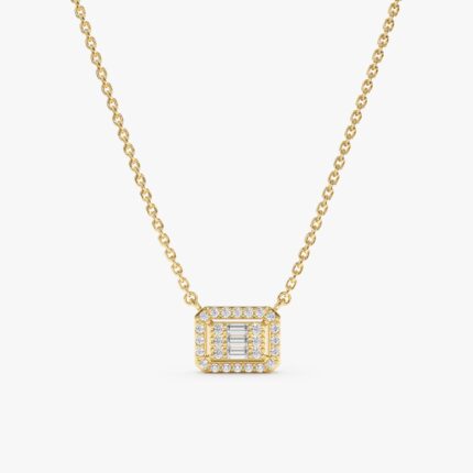 Geometric Baguette Diamond Necklace