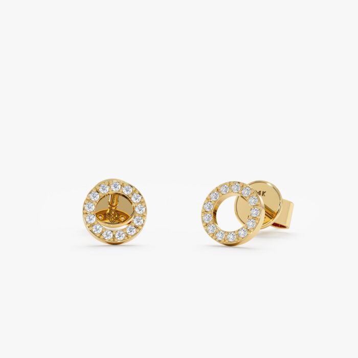 Halo Disc Diamond Stud Earrings