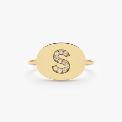 Initial Diamond Signet Ring